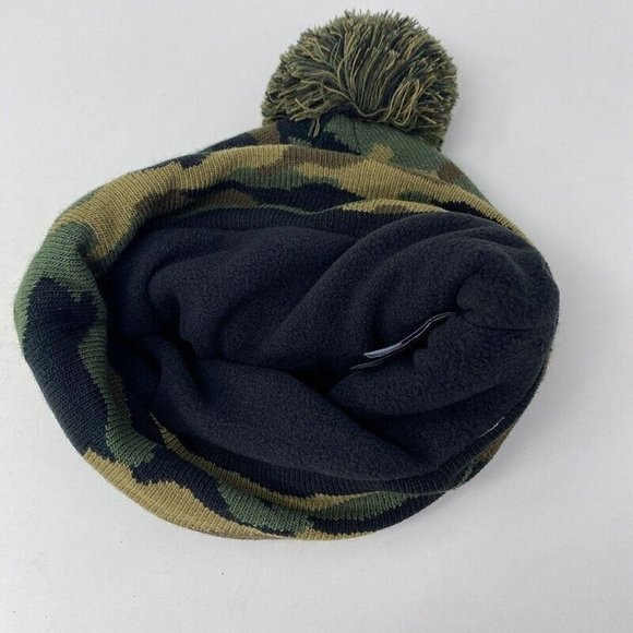 Brooklyn Nets‎ Green Camo Beanie Salute Army Hat NBA Basketball Fleece USA NY - Picture 3 of 3